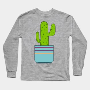 Cute Cactus Design #77: A Desert Cactus In A Pot Long Sleeve T-Shirt